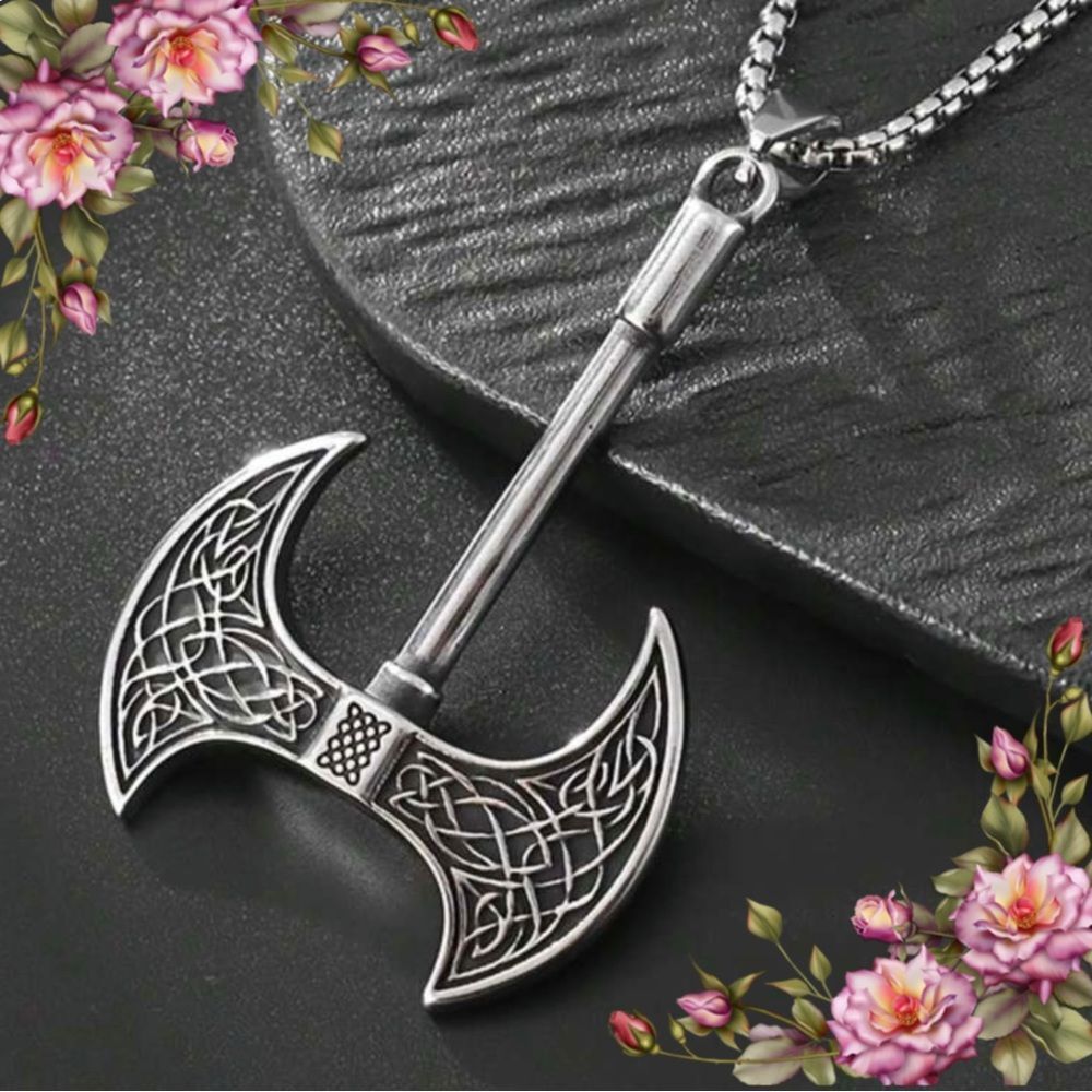 Celtic Knot Axe Pendant Necklace Men Jewelry Gift